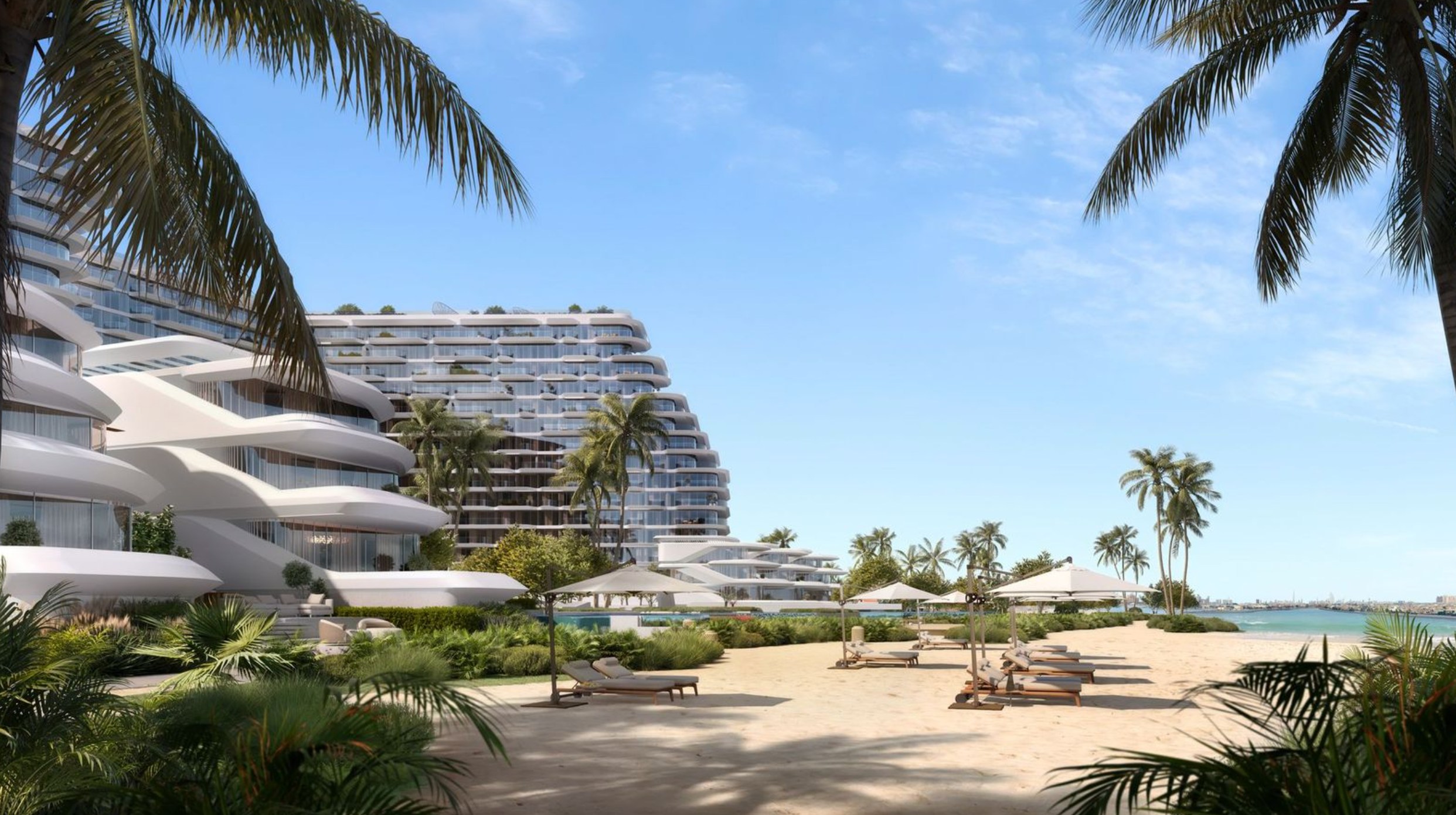 PASSO private beach with luxury towers